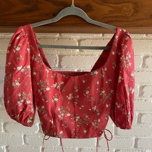 A&E Puff Sleeve and Tie Side Top NWT